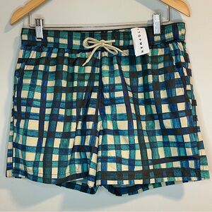 Topman Swim Trunks Beige/Teal/Black